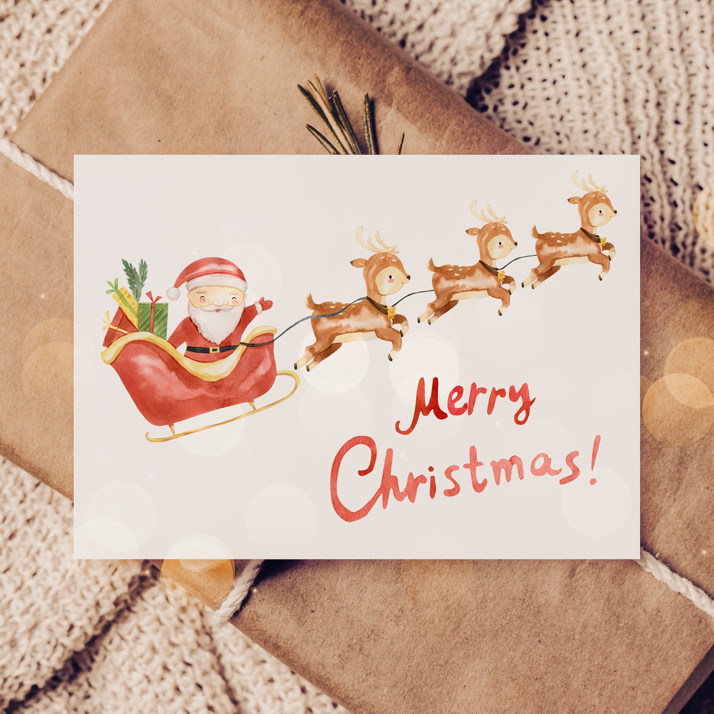 Weihnachtskarte Weihnachtsschlitten Merry Christmas A6