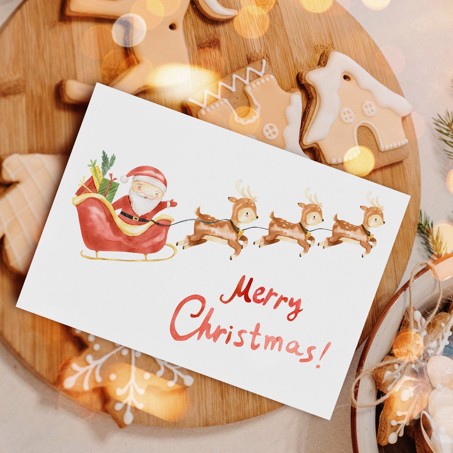 Weihnachtskarte Weihnachtsschlitten Merry Christmas A6