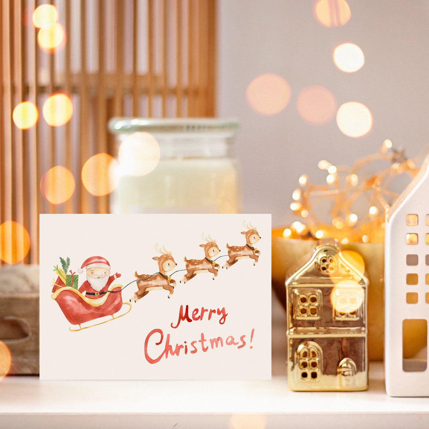 Weihnachtskarte Weihnachtsschlitten Merry Christmas A6
