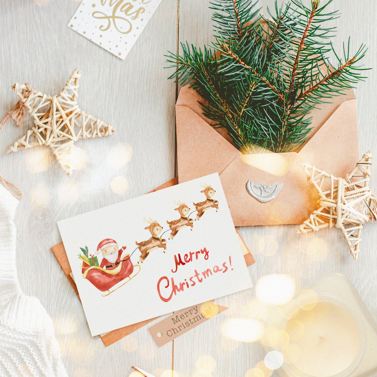Weihnachtskarte Weihnachtsschlitten Merry Christmas A6