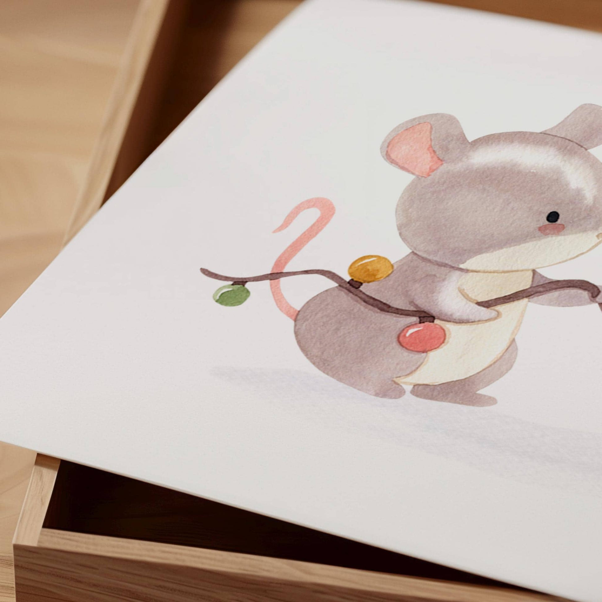 Weihnachtsposter Mäuse A3, A4 & A5, handgemaltes Poster mit Mauszeichnung auf hochwertigem Naturpapier, ideal als Kinderzimmerdeko oder Weihnachtsgeschenk.