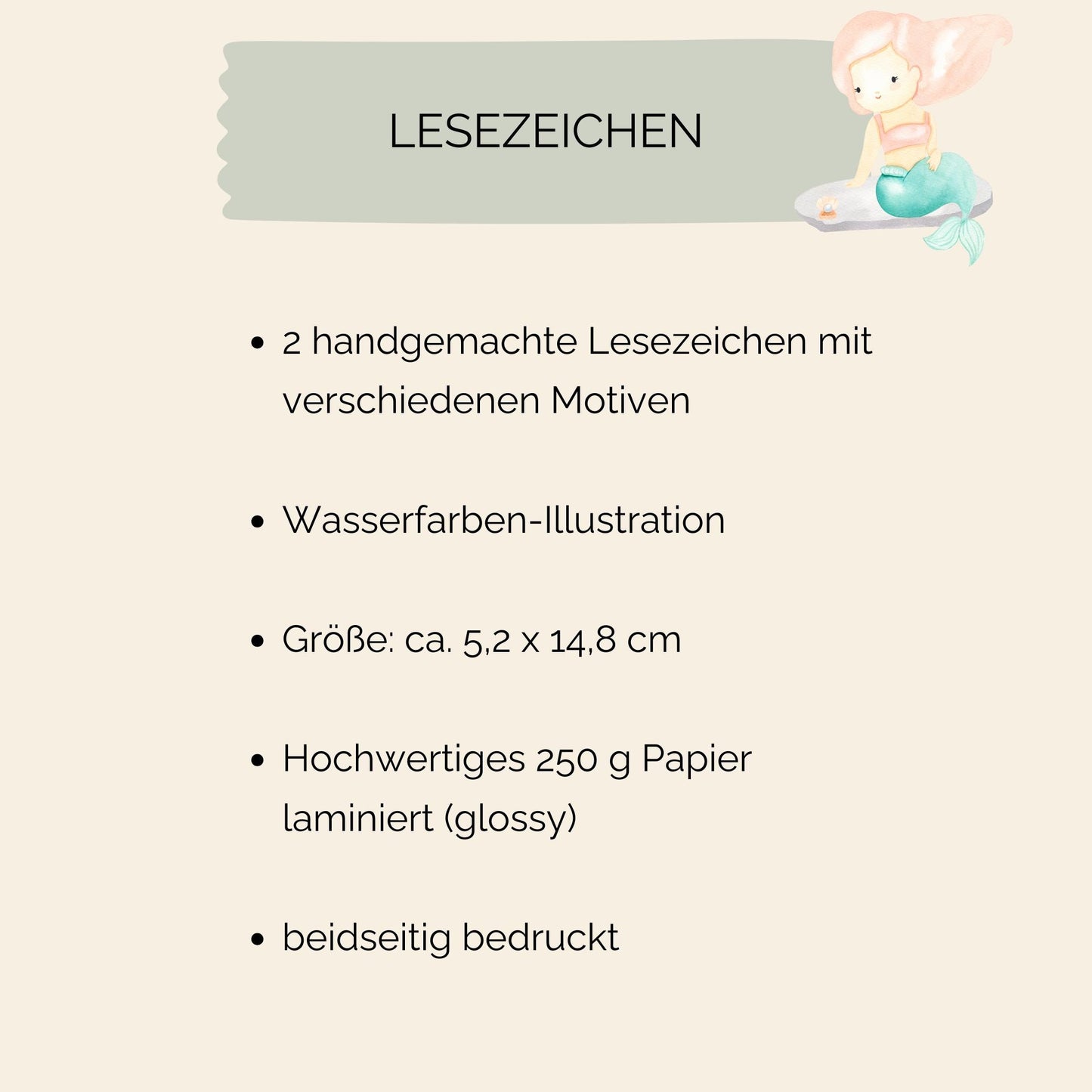 Lesezeichen Meerjungfrau 2er Set
