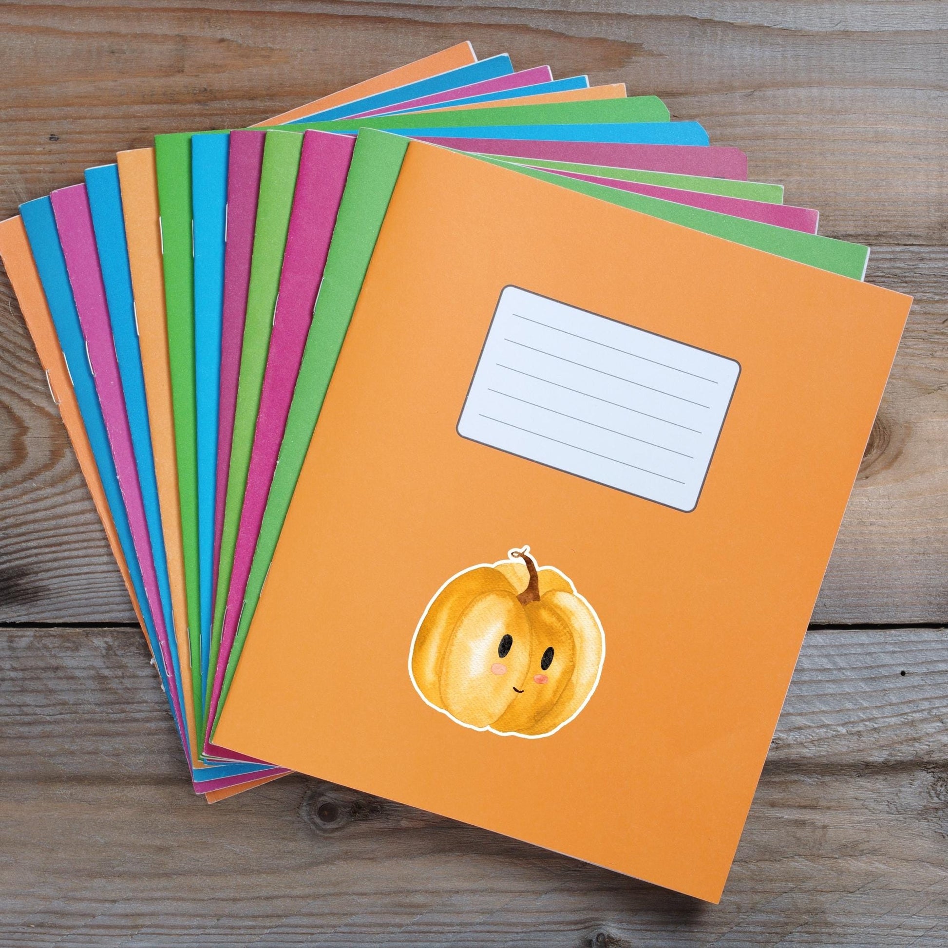 Sticker Kürbis: Handgemalter Vinyl-Aufkleber eines Kürbisses mit Gesicht, ideal für Bullet Journals, Laptops oder Handyhüllen. Spritzfest, nicht spülmaschinenfest.