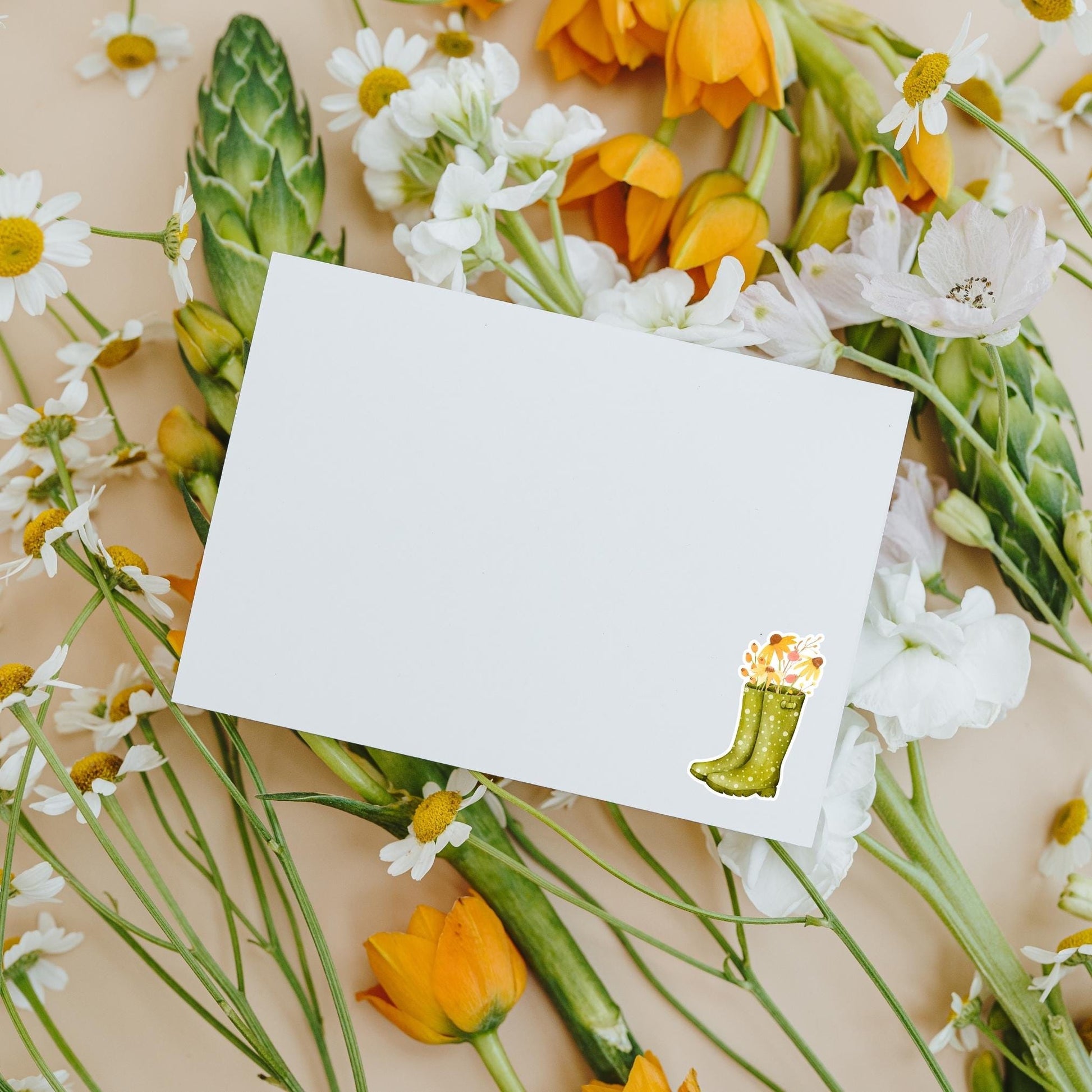 Sticker Herbstblumen: Handgemalter Vinyl-Sticker mit Blumenmotiven, ideal zum Verschönern von Bullet Journals, Laptops oder Einladungen. Spritzfest und langlebig. Größe: 6 x 3,2 cm.