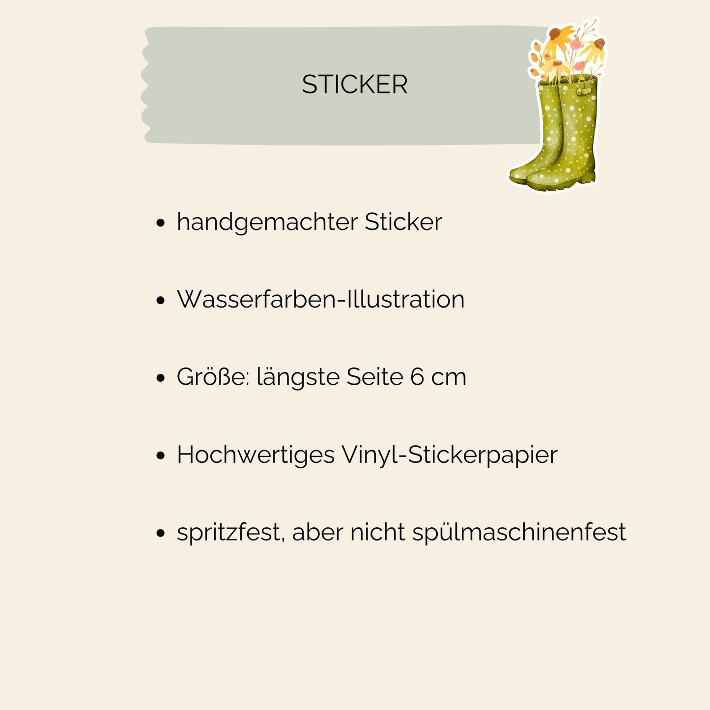 Sticker Herbstblumen: Handgemalter Vinyl-Sticker mit Naturmotiven, langlebig und spritzfest. Perfekt für Bullet Journals, Laptops und kreative Projekte. Größe: ca. 6 x 3,2 cm.