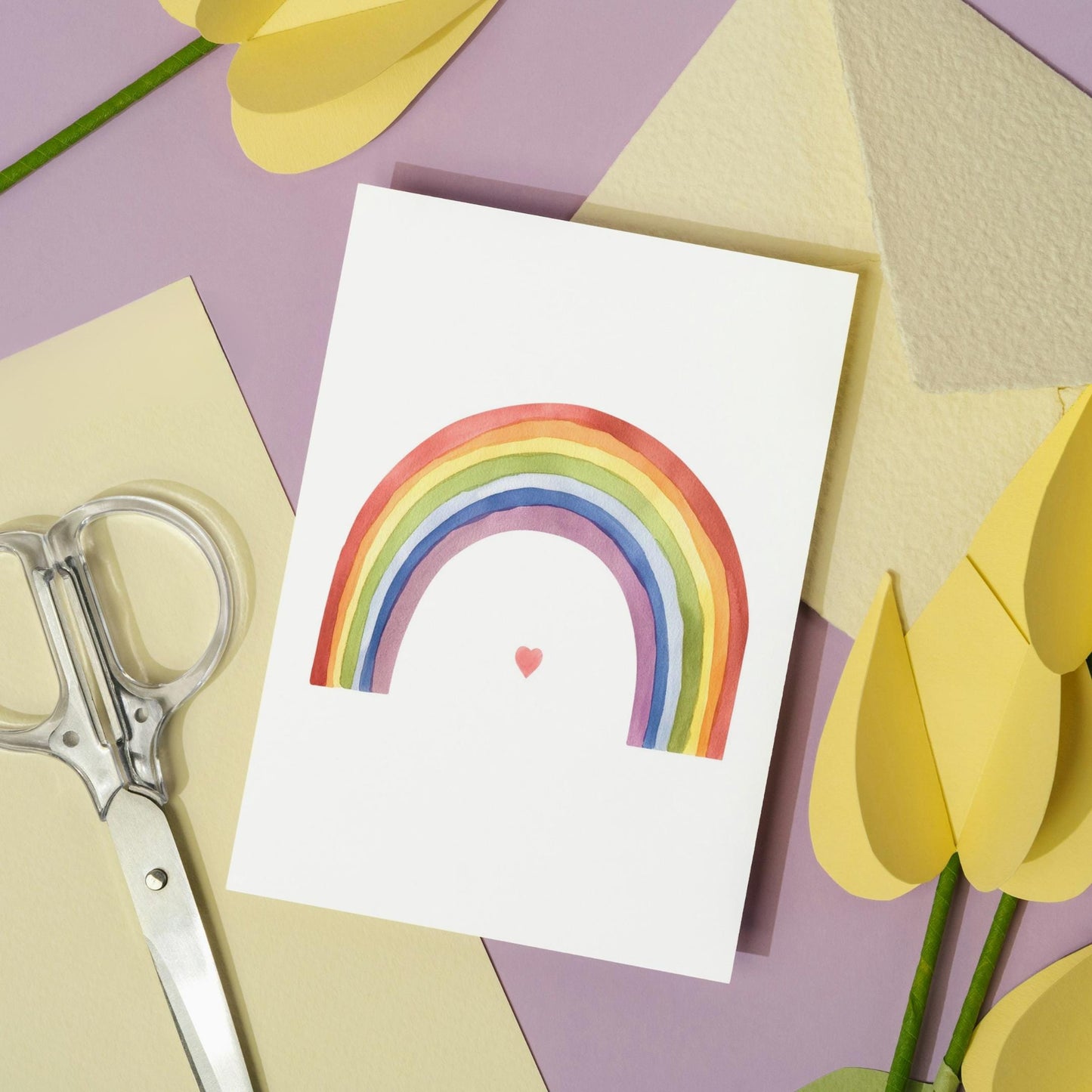 Karte Regenbogen mit Herz A6