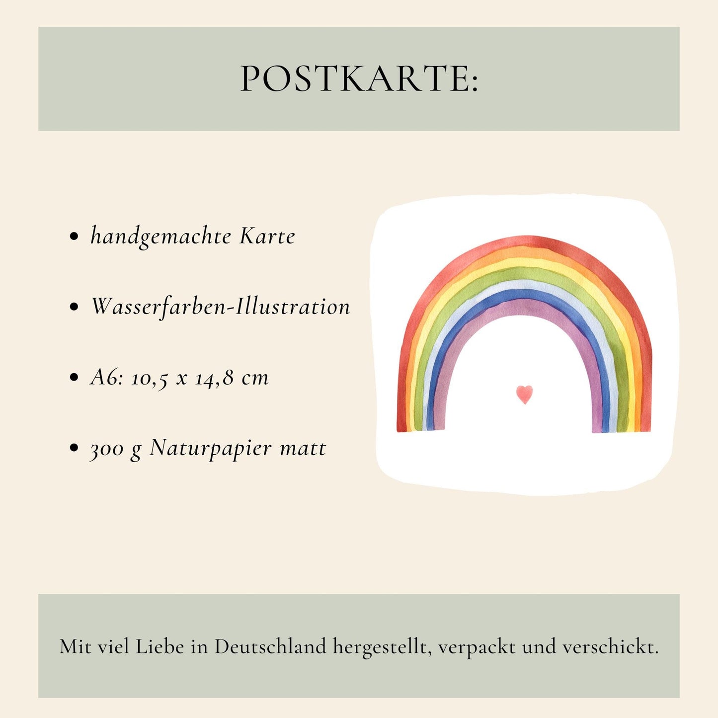 Karte Regenbogen mit Herz A6