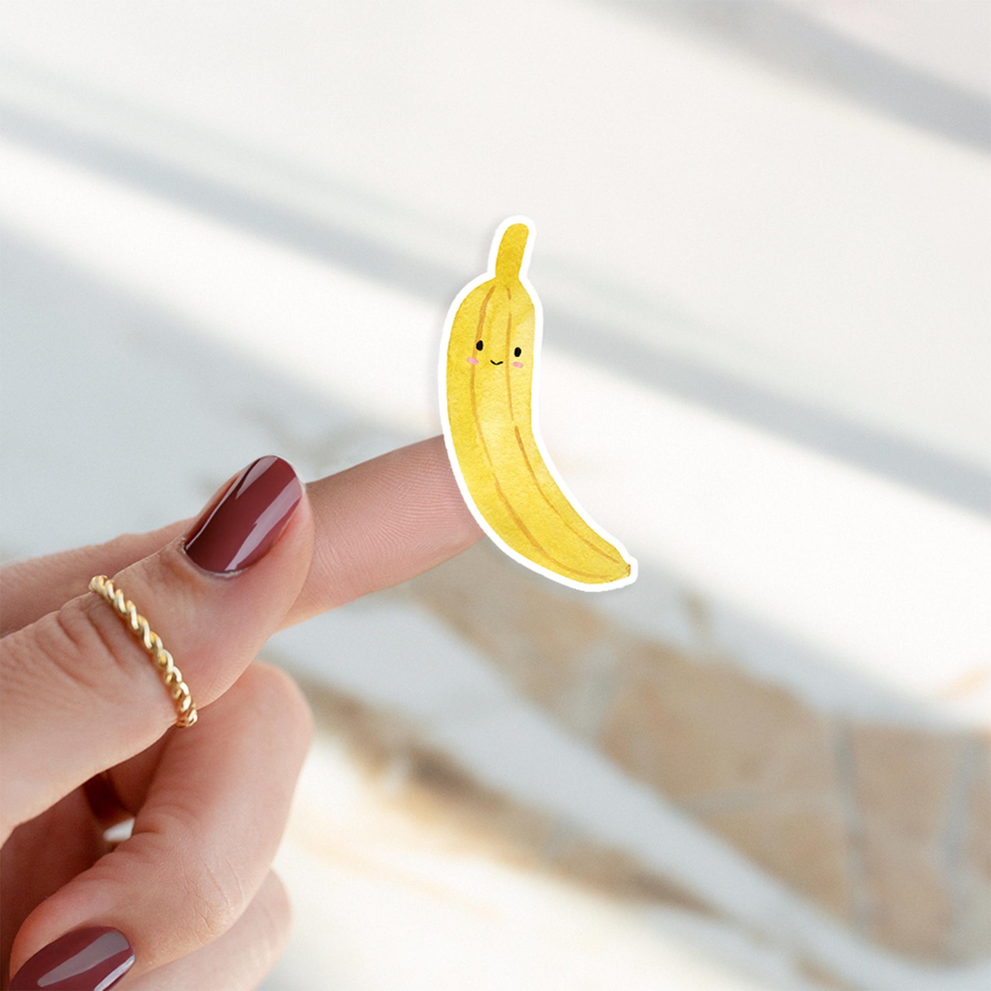 Sticker Set Erdbeere, Banane, Kirschen, Avocado, Zitrone, Birne: Sechs Vinyl-Sticker mit fröhlichen Fruchtmotiven, ideal zum Dekorieren und langlebig, nicht spülmaschinenfest.