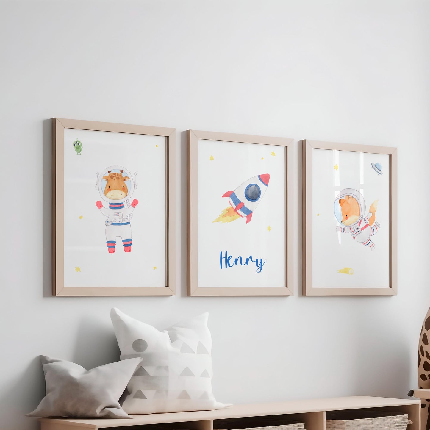 Namensposter personalisiert 3er Set: Astronauten A4 & A3