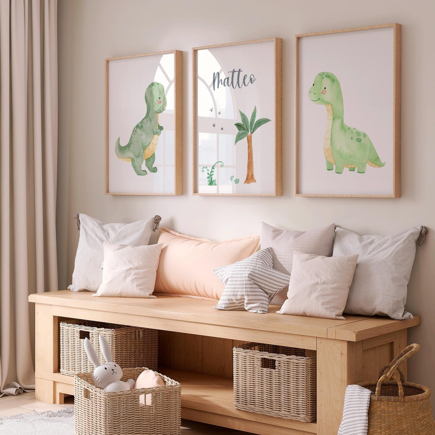 Namensposter personalisiert 3er Set: Dinosaurier A4 & A3