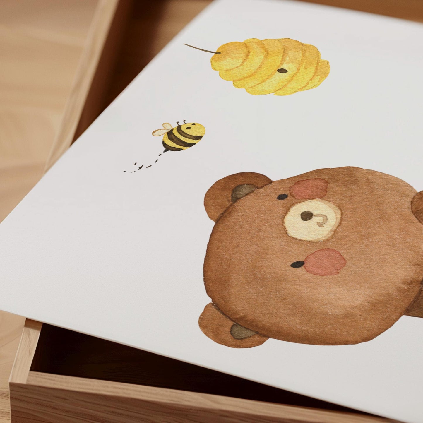 Namensposter personalisiert im 3er Set: Bären und Bienen A3 & A4