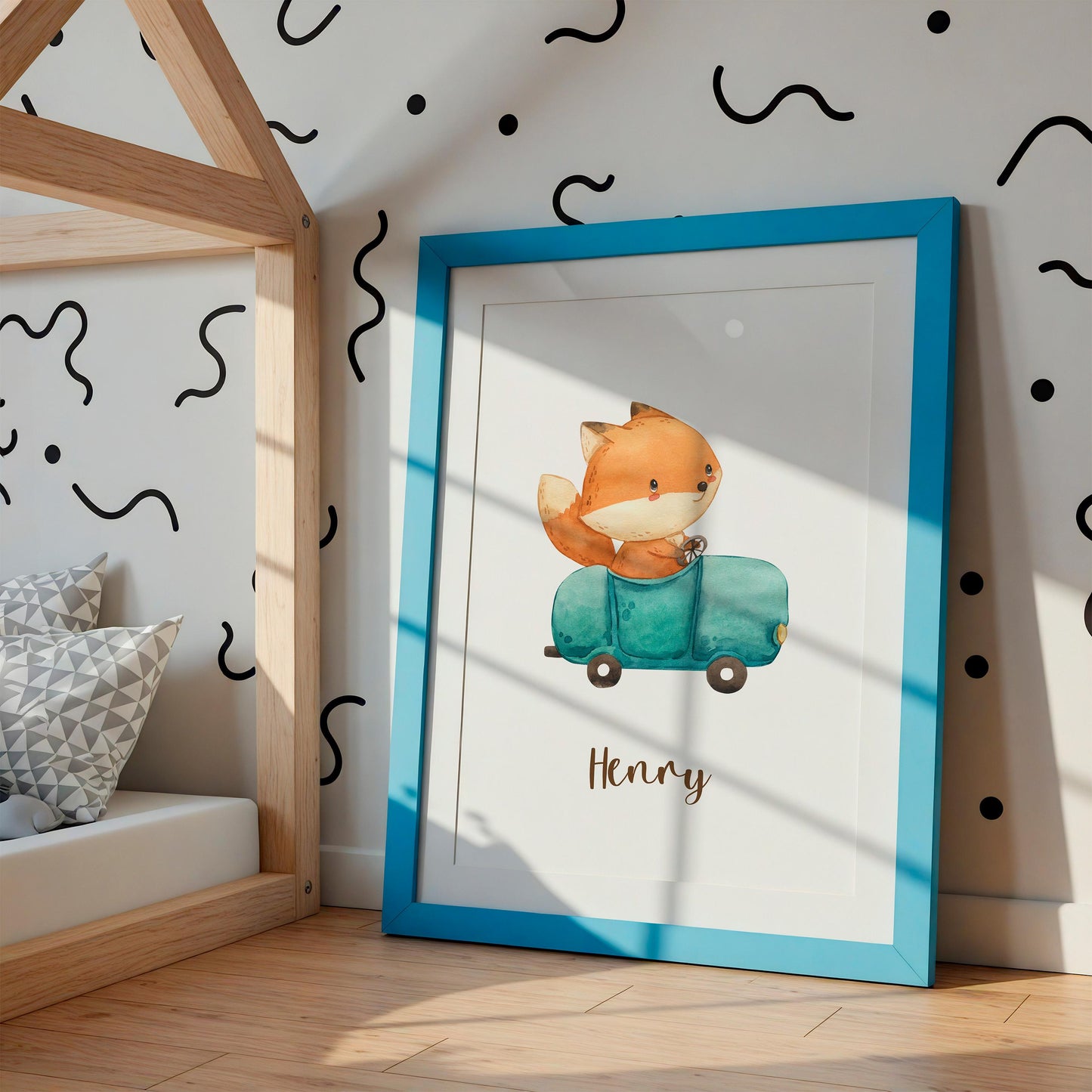 Geburtsposter Fuchs & Auto personalisiert A3 & A4