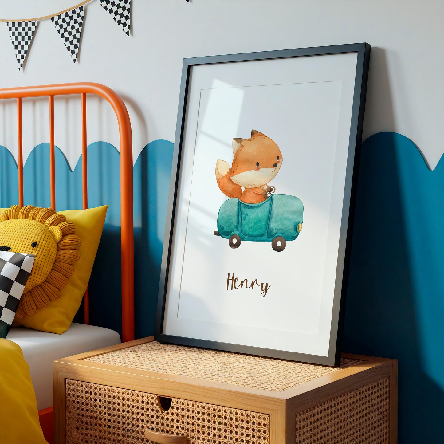 Geburtsposter Fuchs & Auto personalisiert A3 & A4