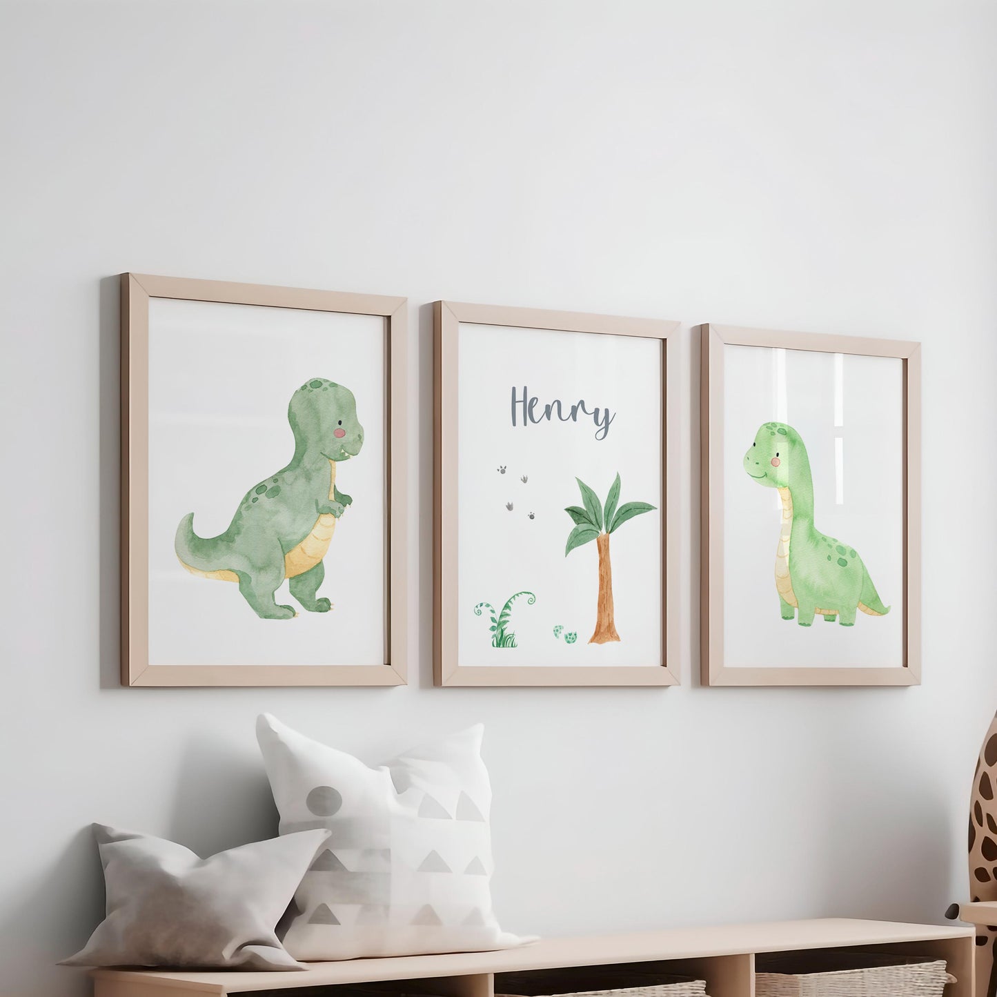 Namensposter personalisiert 3er Set: Dinosaurier A4 & A3
