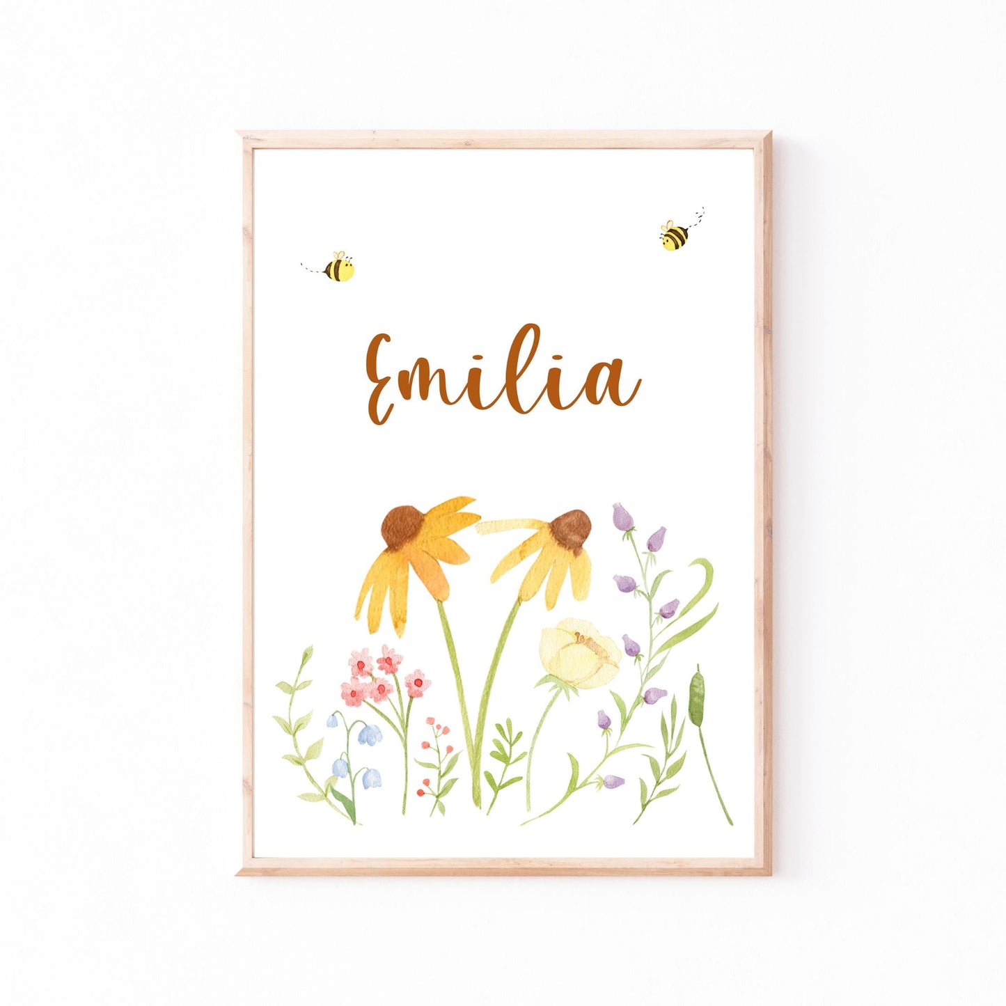 Namensposter personalisiert im 3er Set: Bären und Bienen A3 & A4