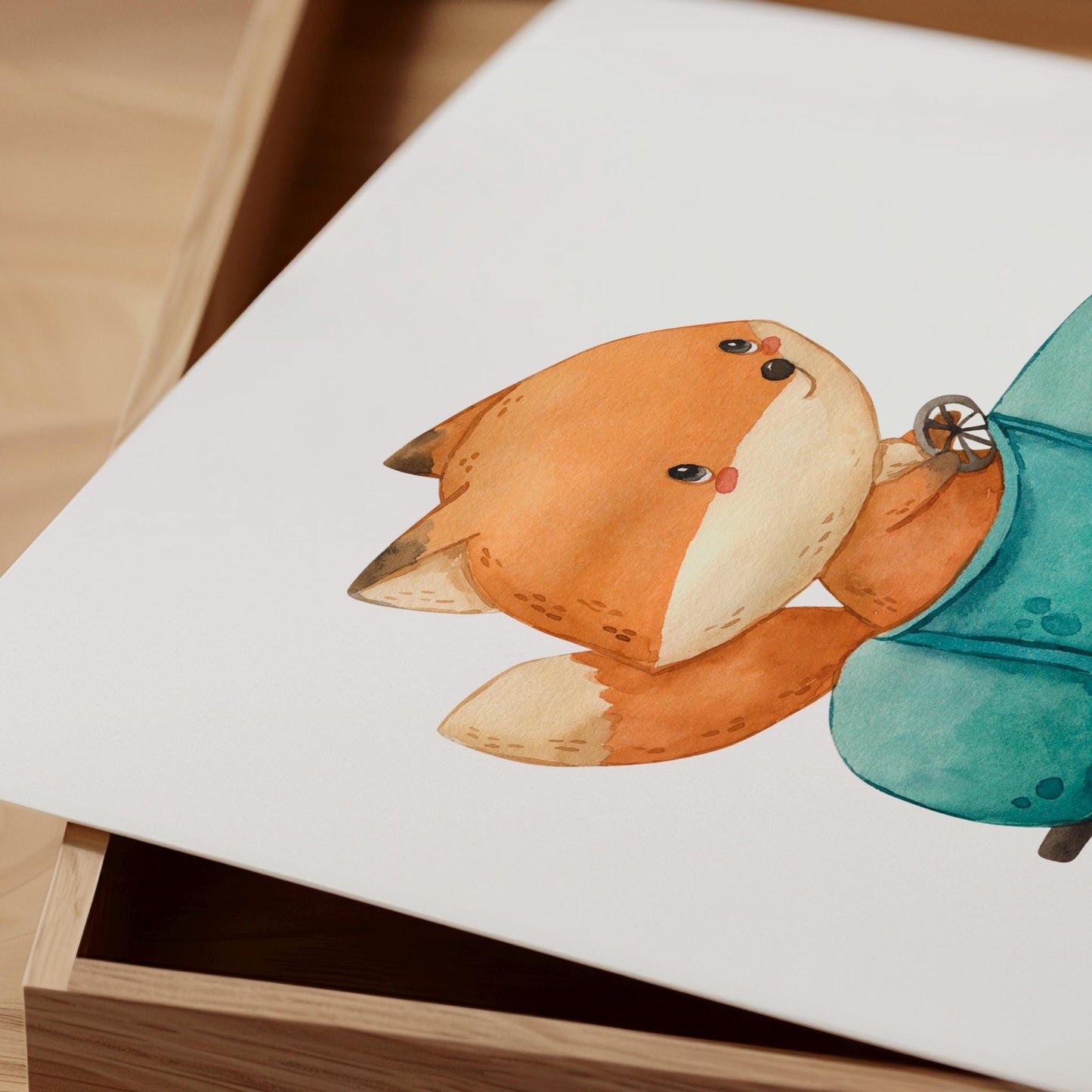 Geburtsposter Fuchs & Auto personalisiert A3 & A4