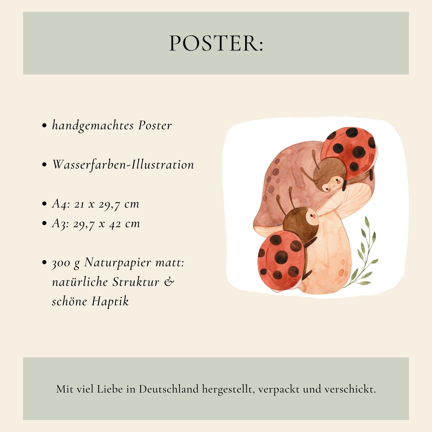 Namensposter personalisiert 3er Set: Marienkäfer A4 & A3