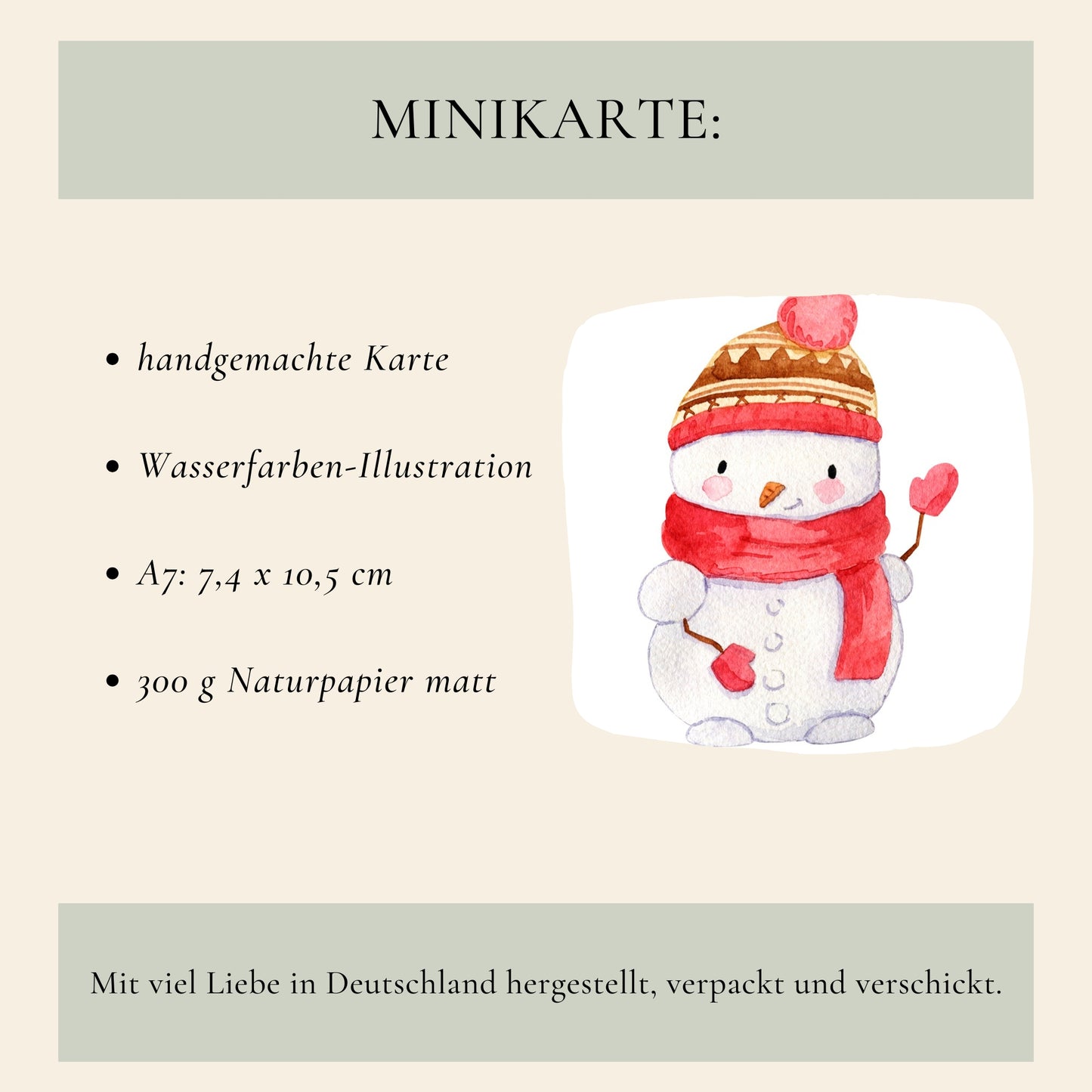 Mini Weihnachtskarte Schneemann A7