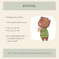 Namensposter personalisiert 3er Set: Waldtiere A4 & A3