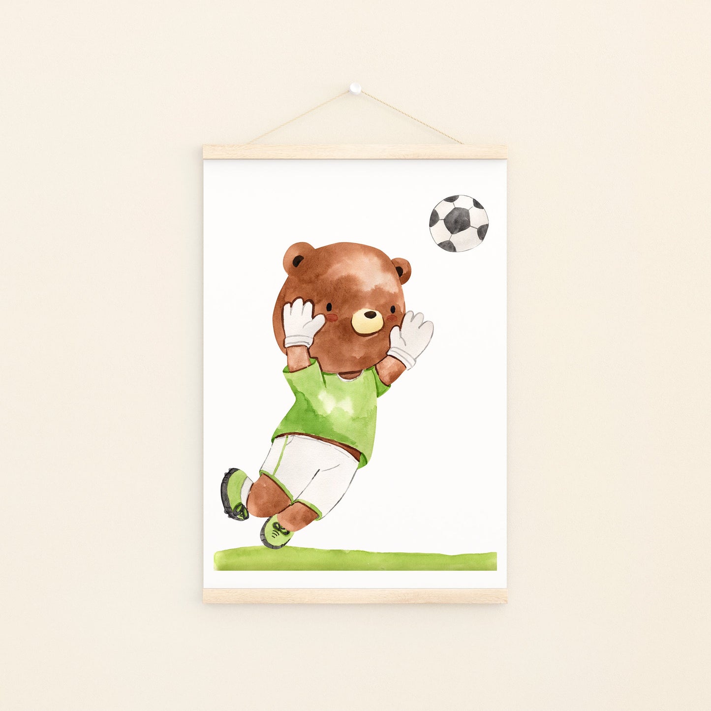Posterset Fußball Affe, Bär, Giraffe A4 & A3