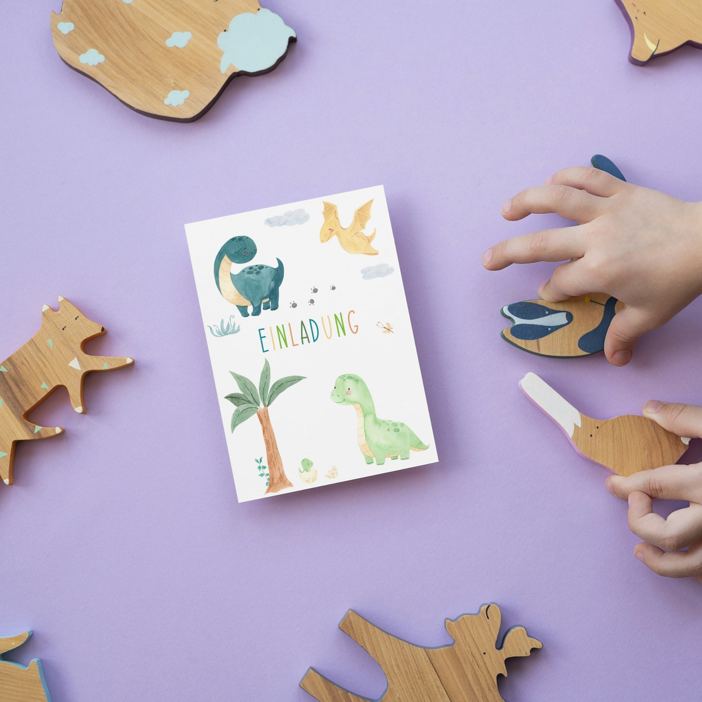 Einladung Kindergeburtstag Dinosaurier A6