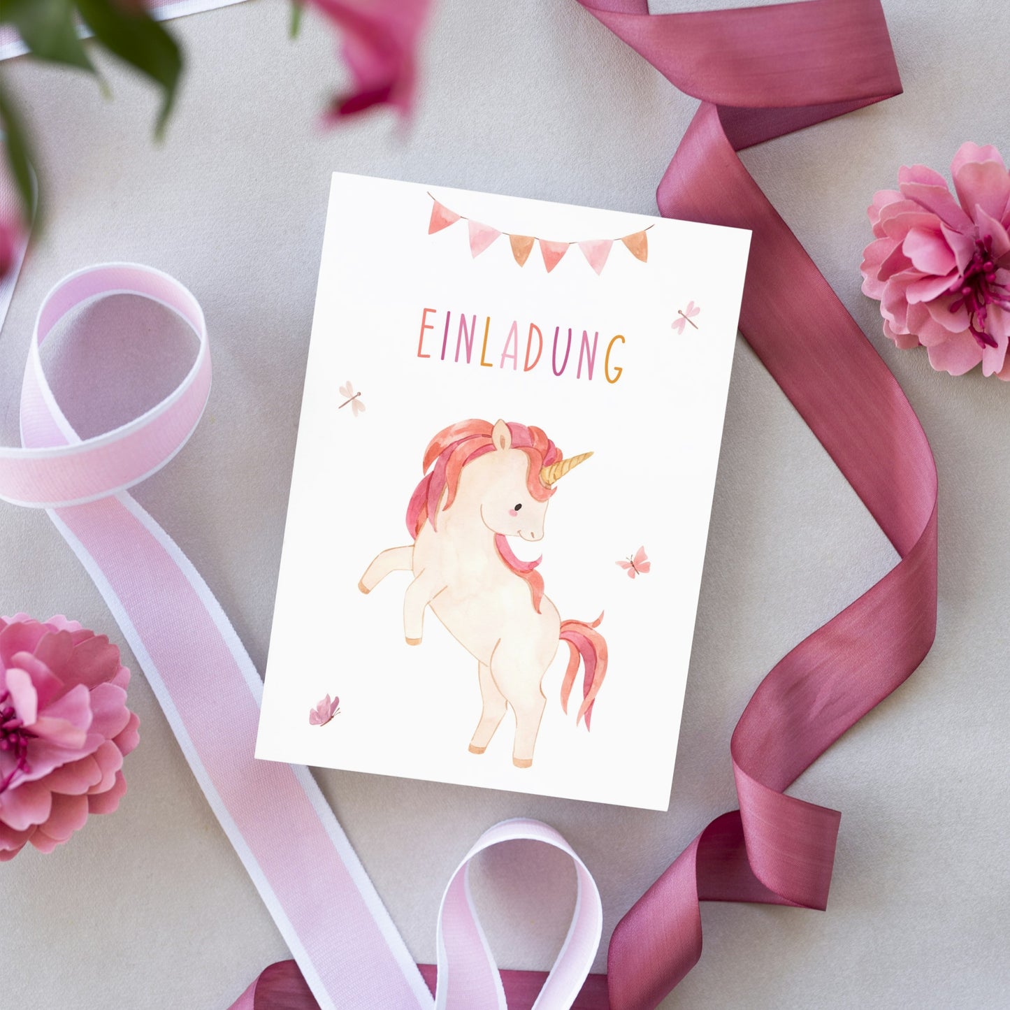 Einladung Kindergeburtstag Einhorn A6