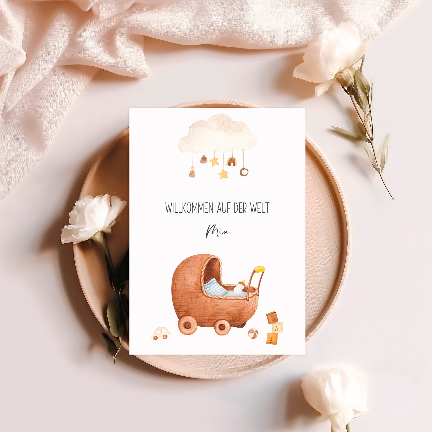Personalsierte Geburtskarte 'Willkommen auf der Welt'  A6