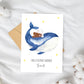 Personalisiert Geburtskarte Baby & Wal A6