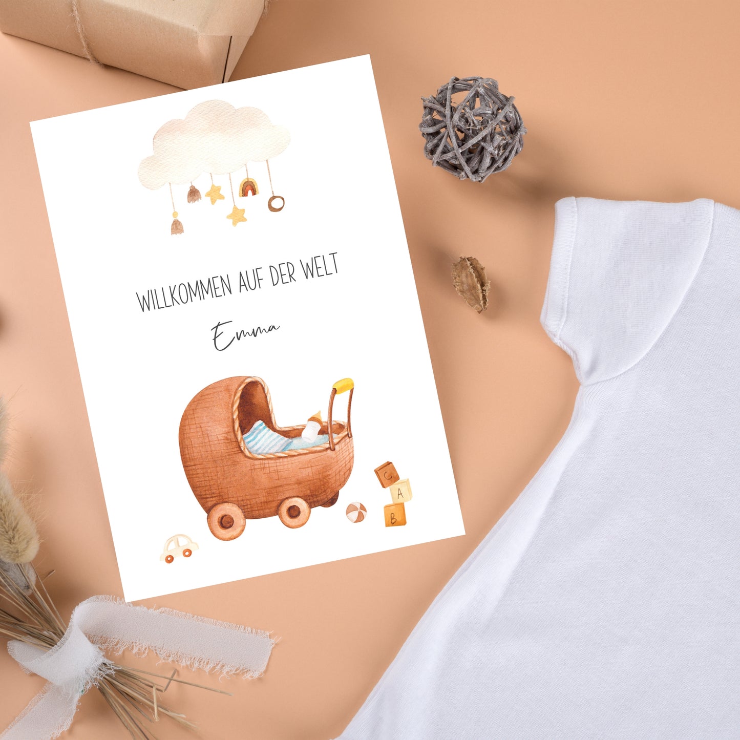 Personalsierte Geburtskarte 'Willkommen auf der Welt'  A6