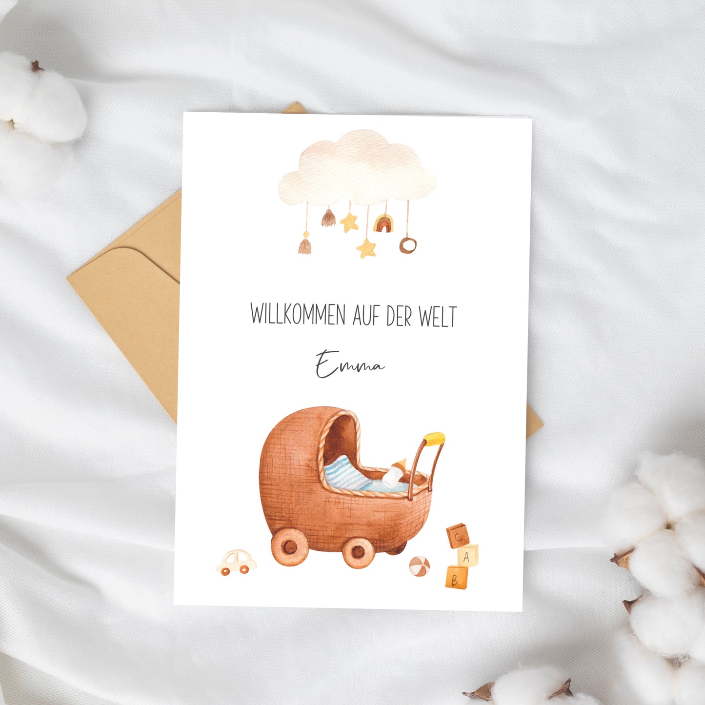 Personalsierte Geburtskarte 'Willkommen auf der Welt'  A6
