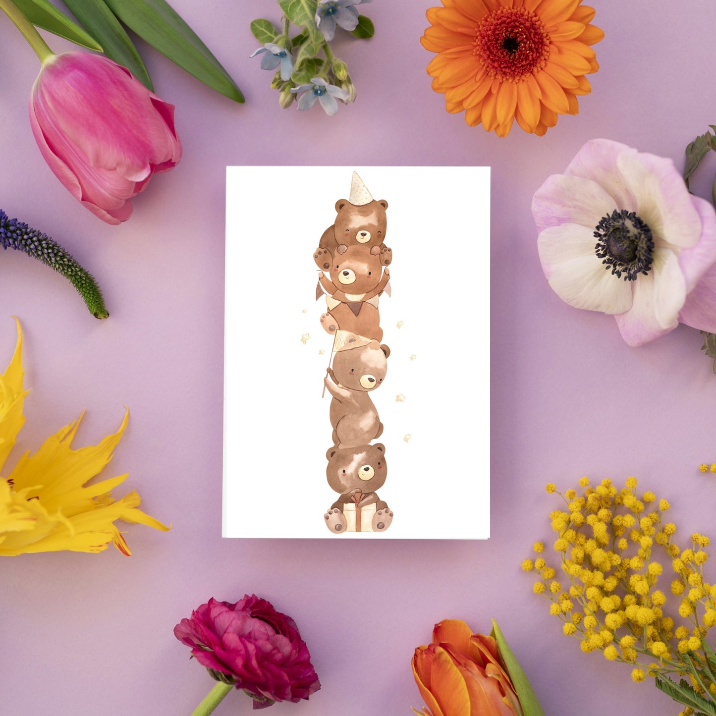 Karte Kindergeburtstag Bären A6