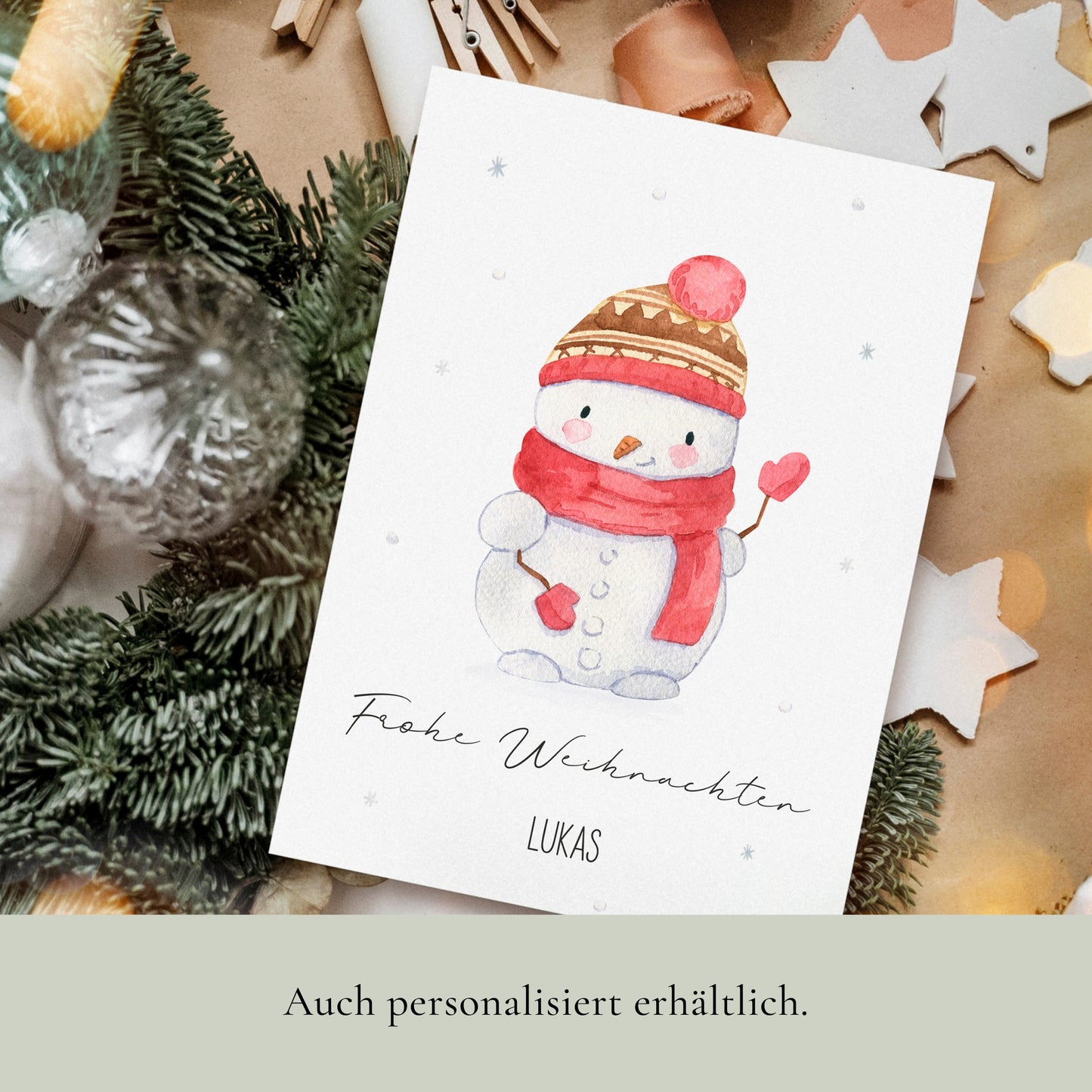 Weihnachtskarte Schneemann A6