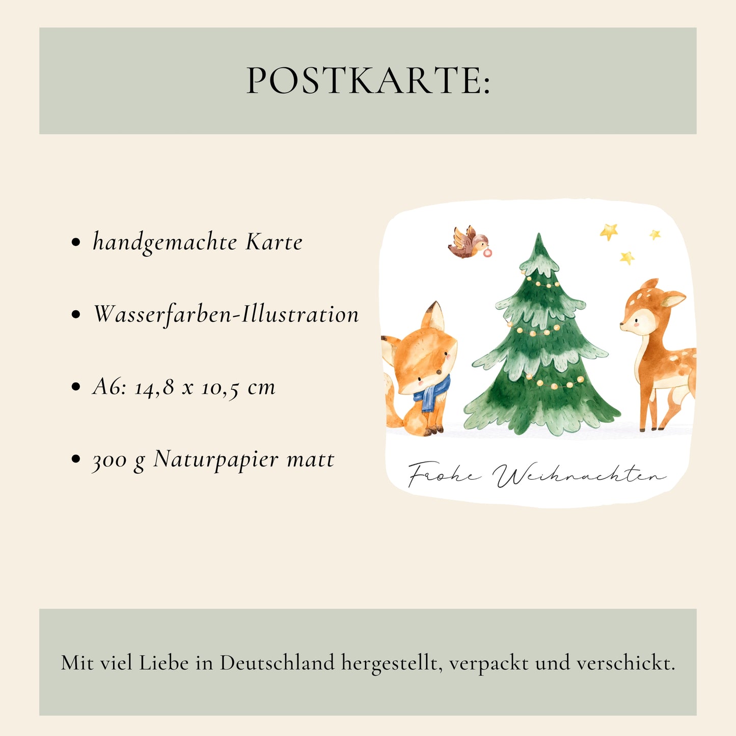 Weihnachtskarte Waldtiere Frohe Weihnachten A6