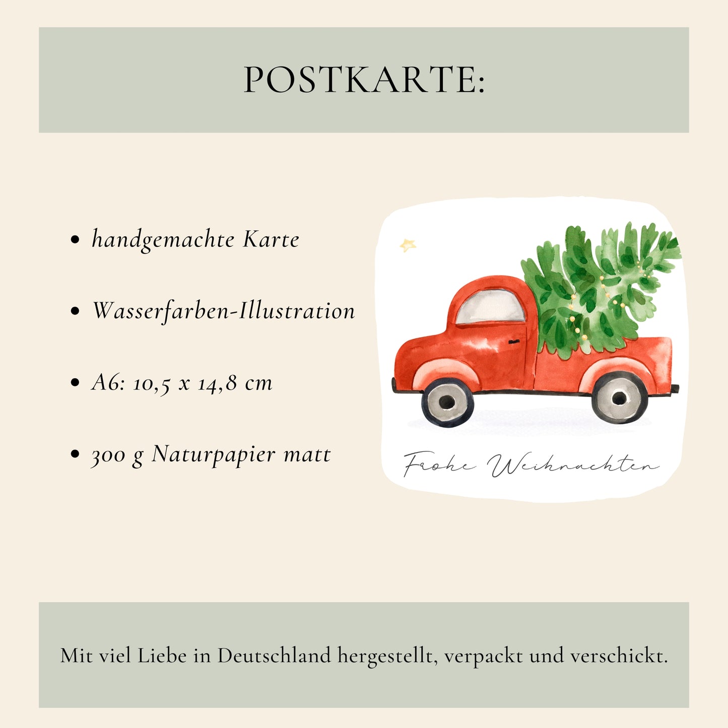 Weihnachtskarte Auto & Weihnachtsbaum Frohe Weihnachten A6