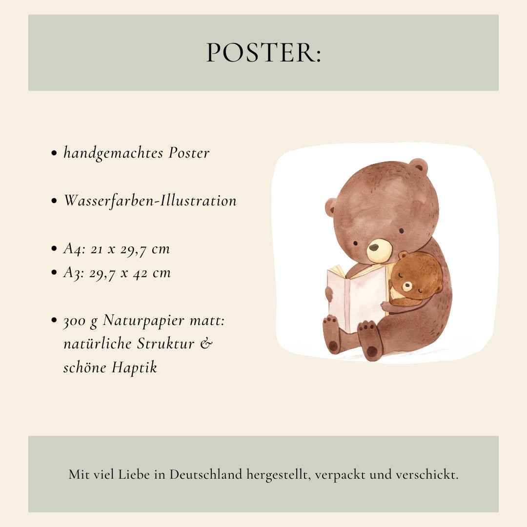 Poster Mama/Papa Bär und Baby A4 & A3