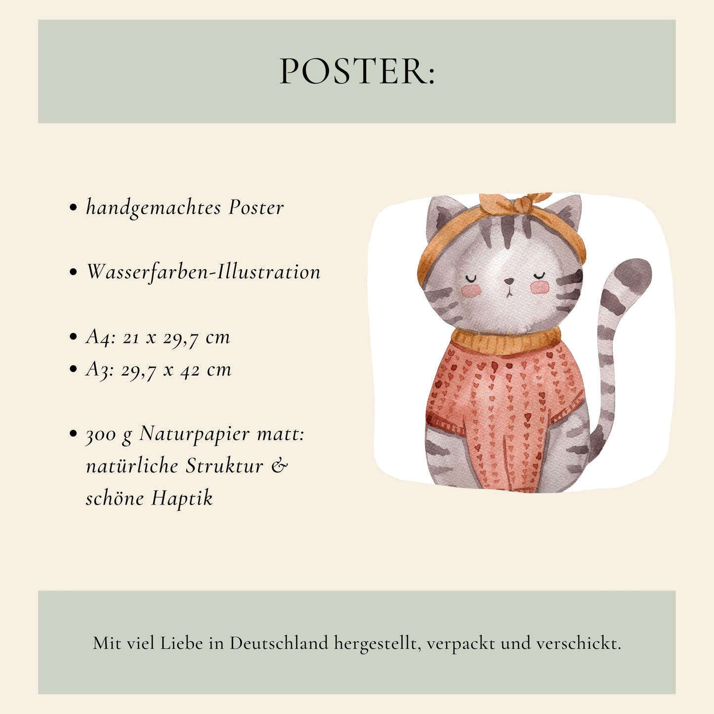 Poster Katze Vintage A4 & A3