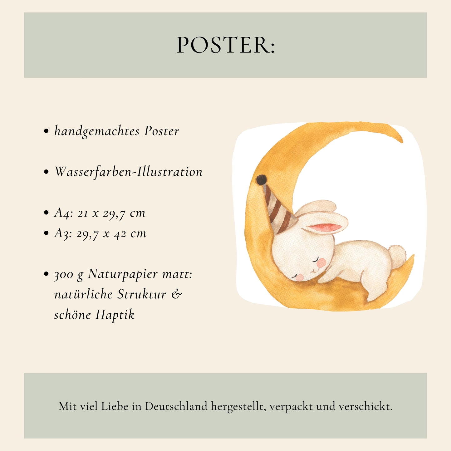 Poster Hase auf dem Mond A4 & A3