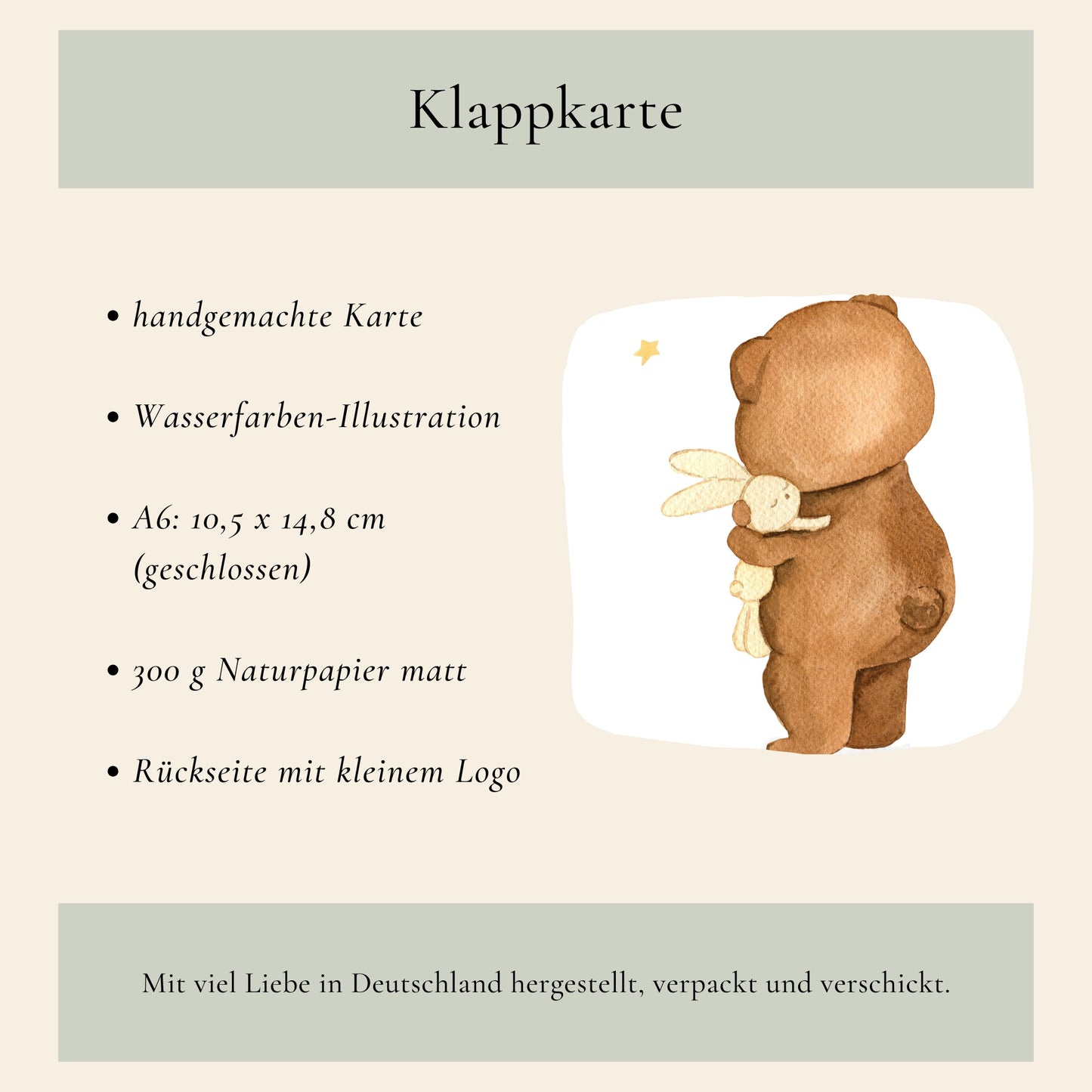 Klappkarte Bär mit Kuscheltier A6