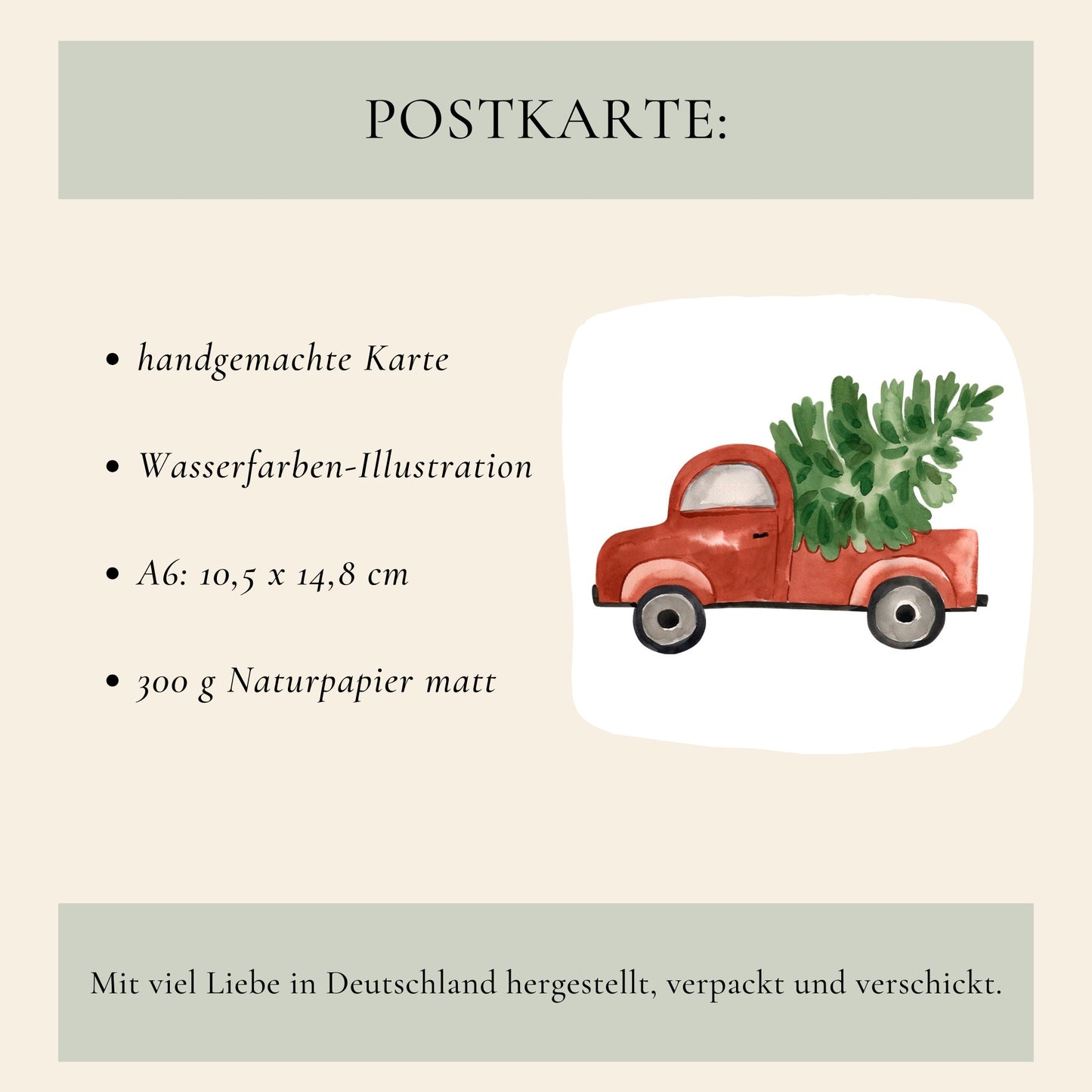 Weihnachtskarte Auto & Weihnachtsbaum A6