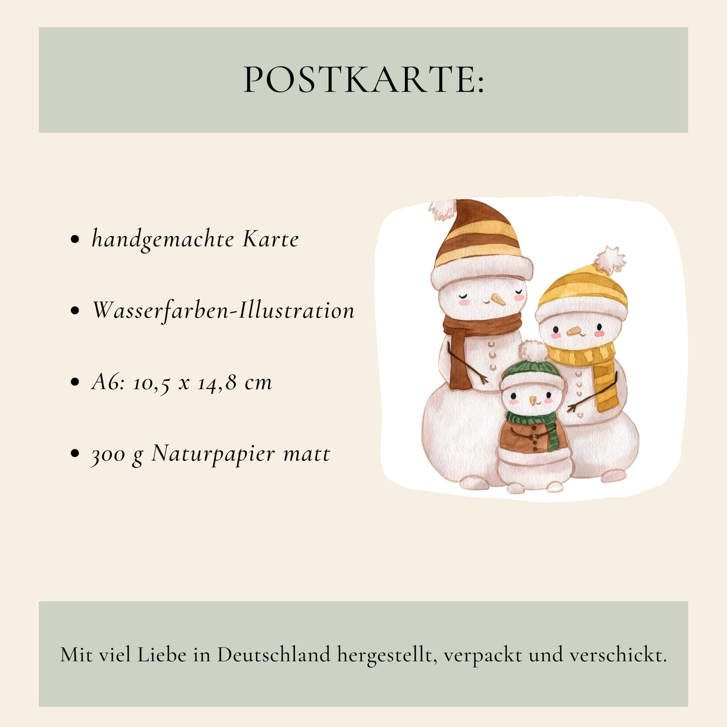 Weihnachtskarte Familie Schneemann Frohe Weihnachten A6