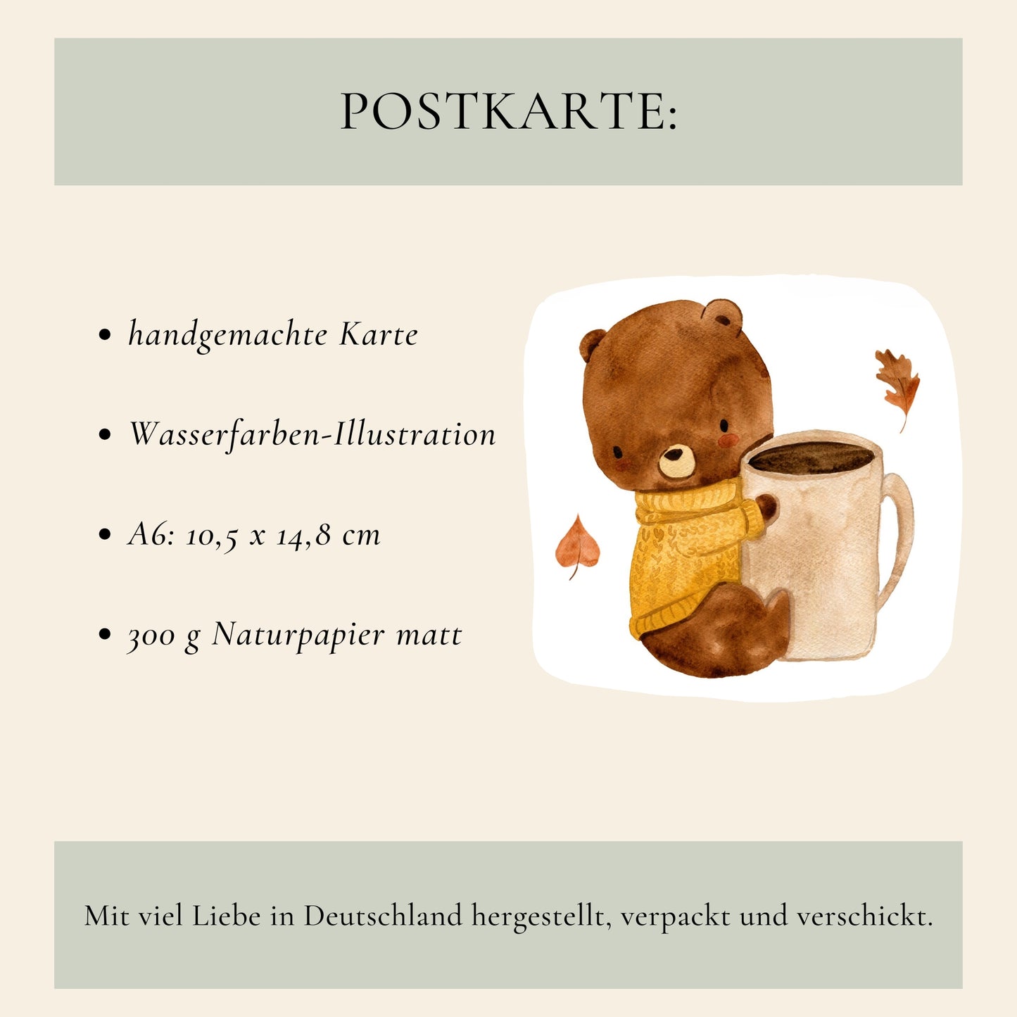 Karte Bär & Herbstlaub A6