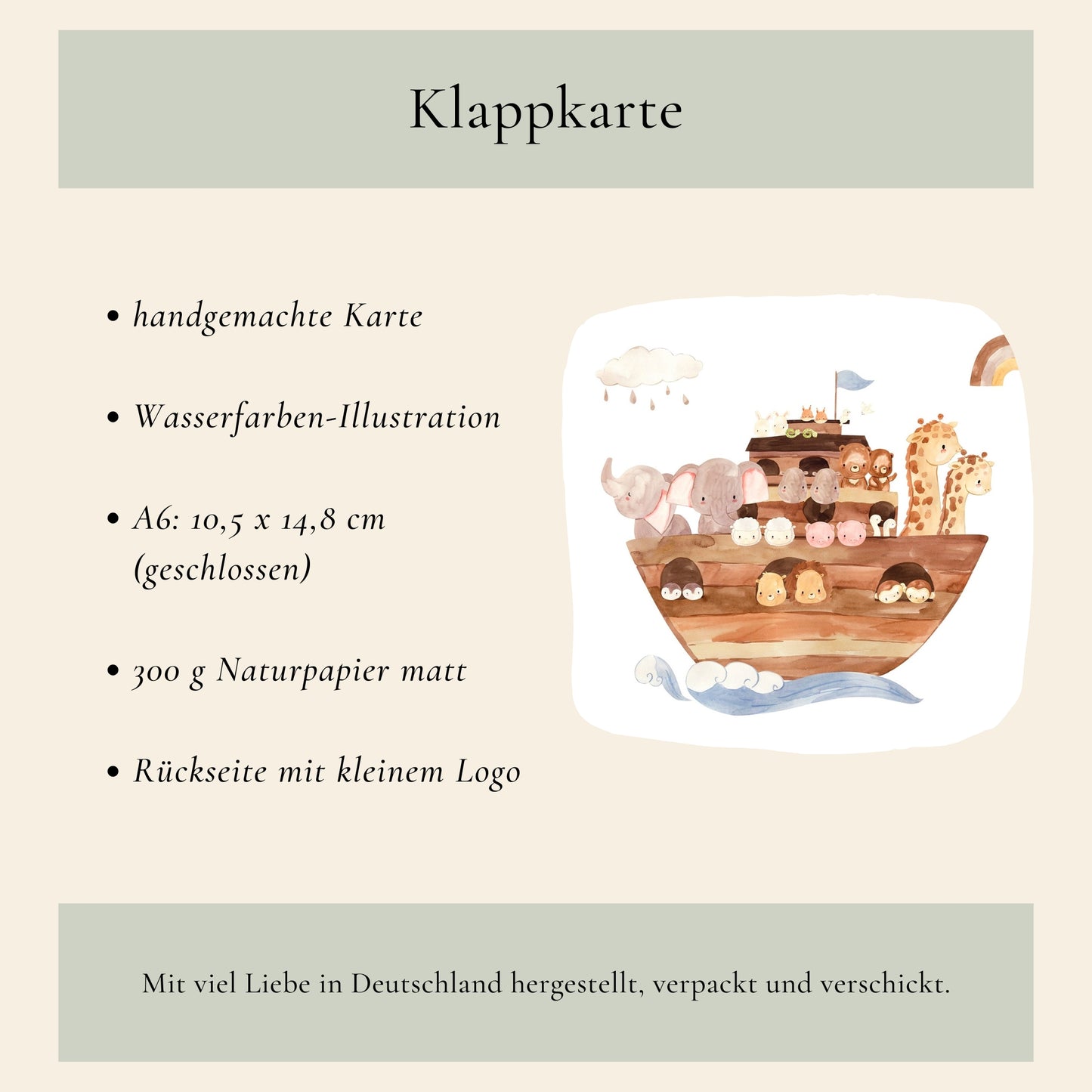 Personalsierte Taufkarte Arche Noah A6