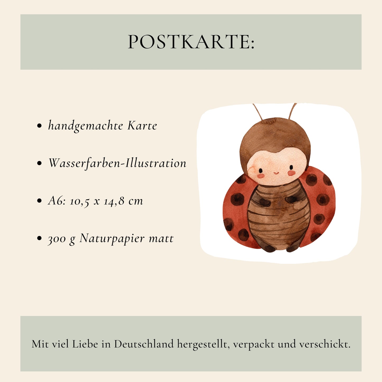 Karte Marienkäfer Ganz viel Glück A6