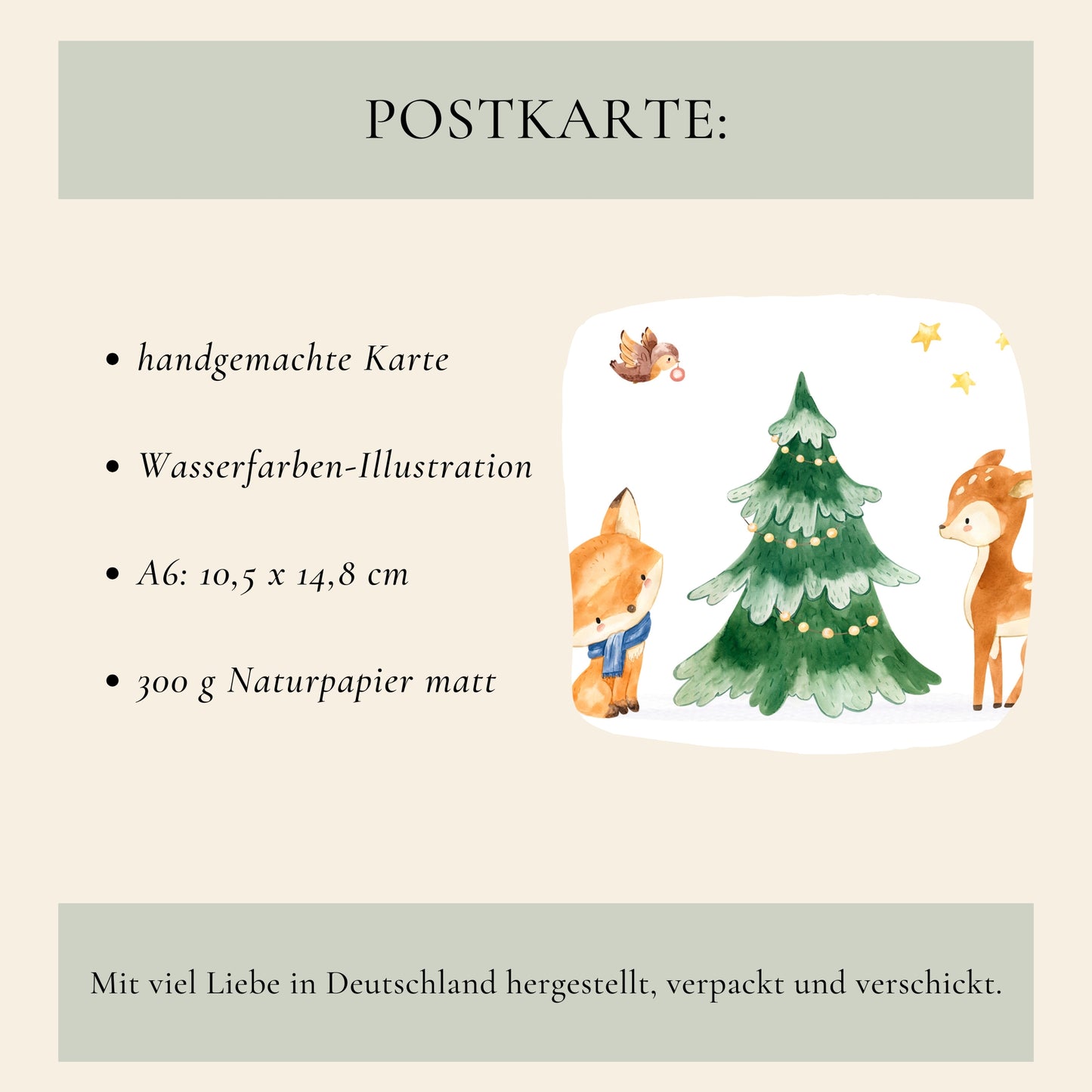 Weihnachtskarte Waldtiere A6
