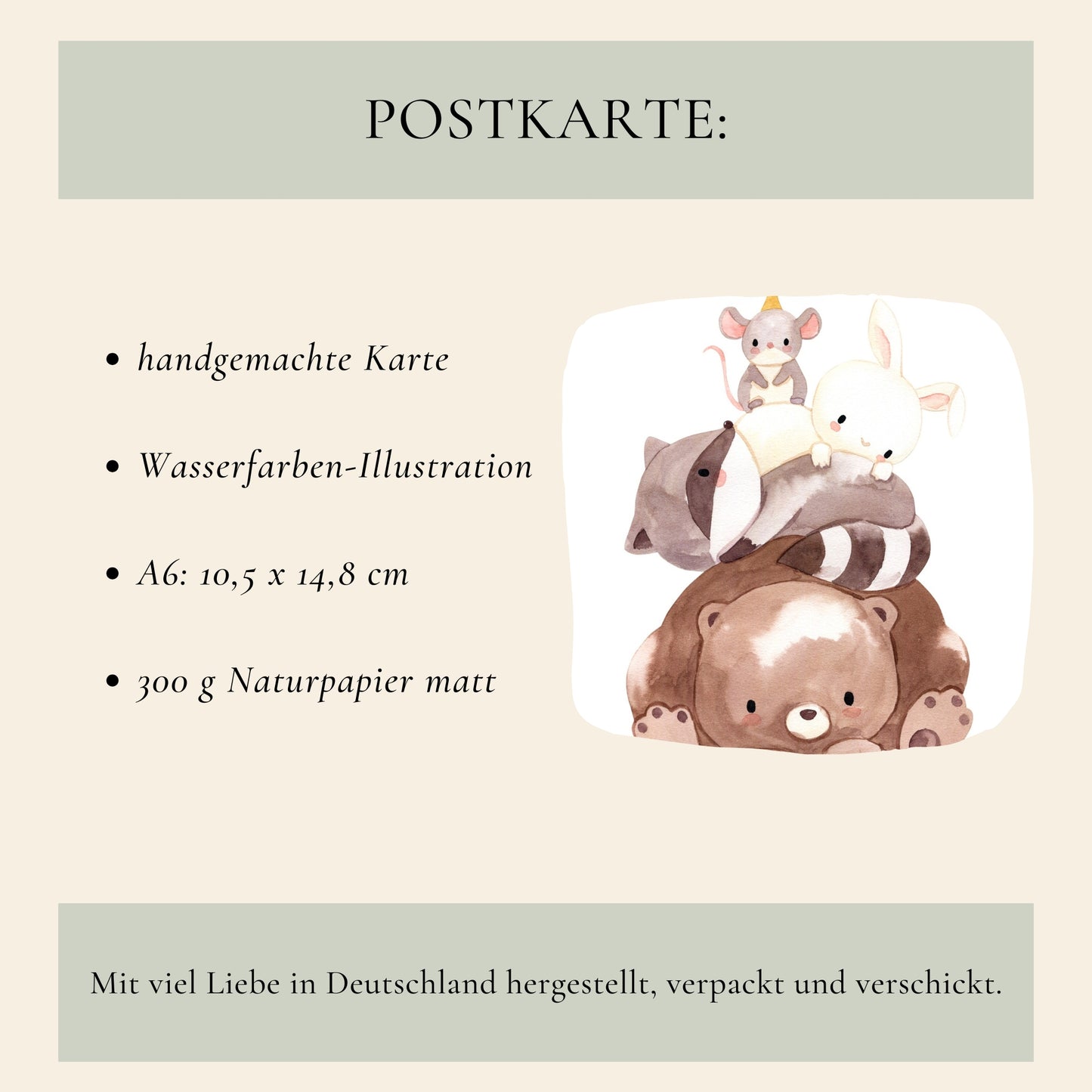 Karte Kindergeburtstag Tierpyramide - Herzlichen Glückwunsch A6