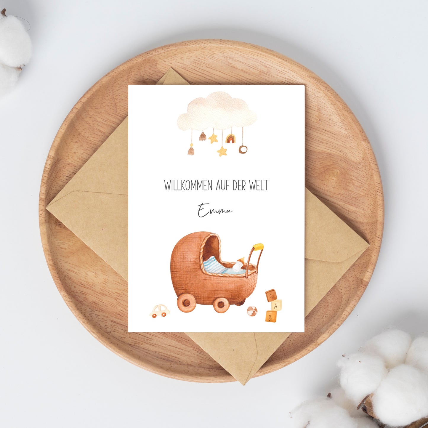 Personalsierte Geburtskarte 'Willkommen auf der Welt'  A6