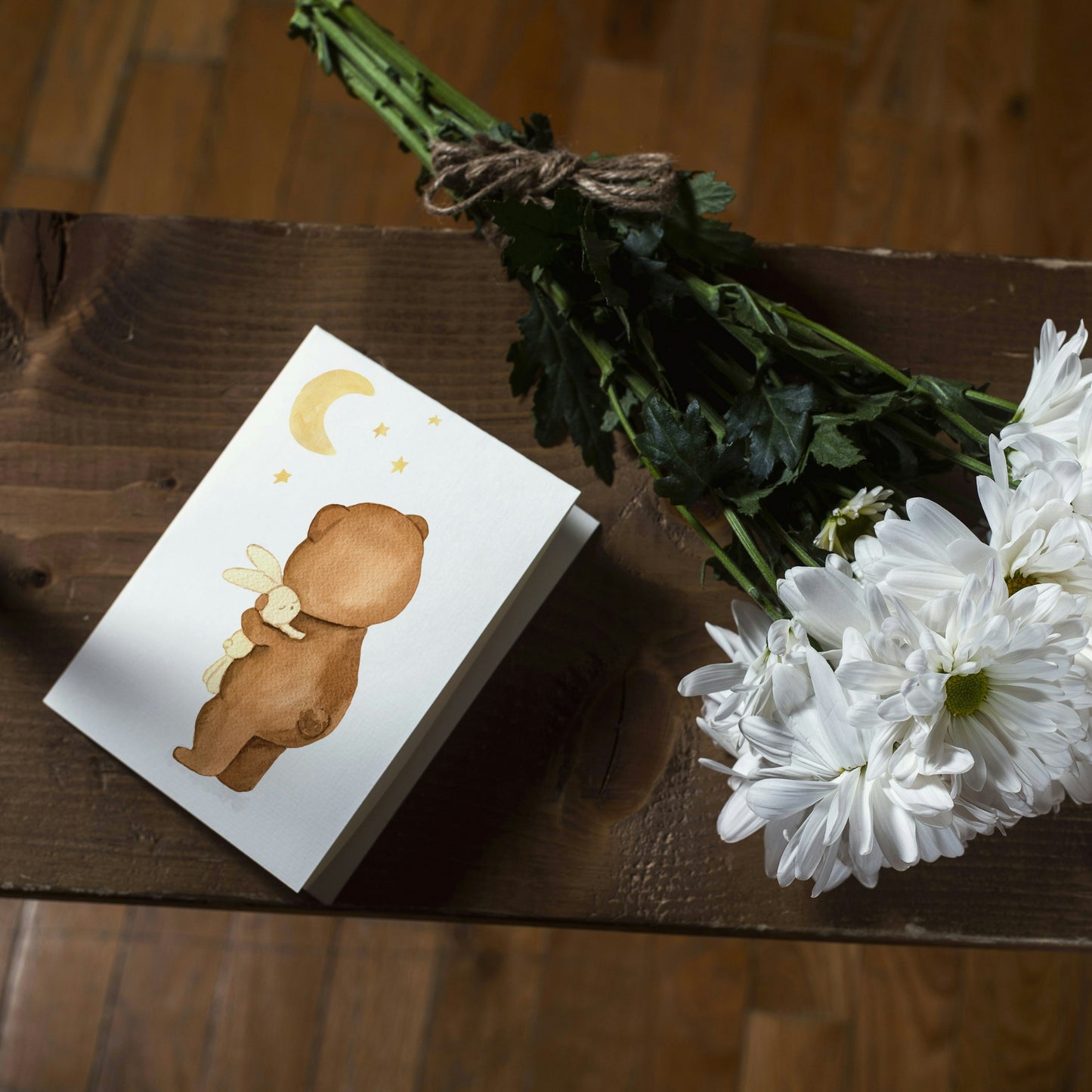 Klappkarte Bär mit Kuscheltier A6