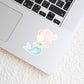 Laptop mit einem Sticker Meerjungfrau pink, handgefertigt, aus hochwertigem Vinyl, zarte Pastelltöne, spritzfest, ideal zum Verzieren von Gegenständen.