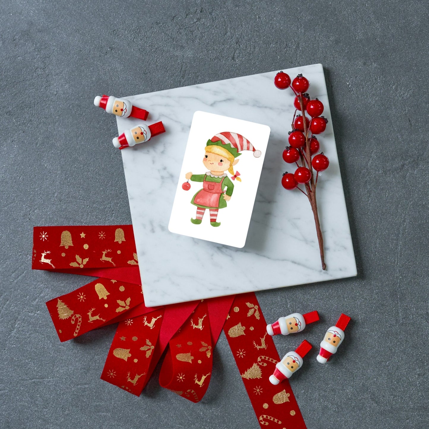 Mini Weihnachtskarte Weihnachtselfin A7