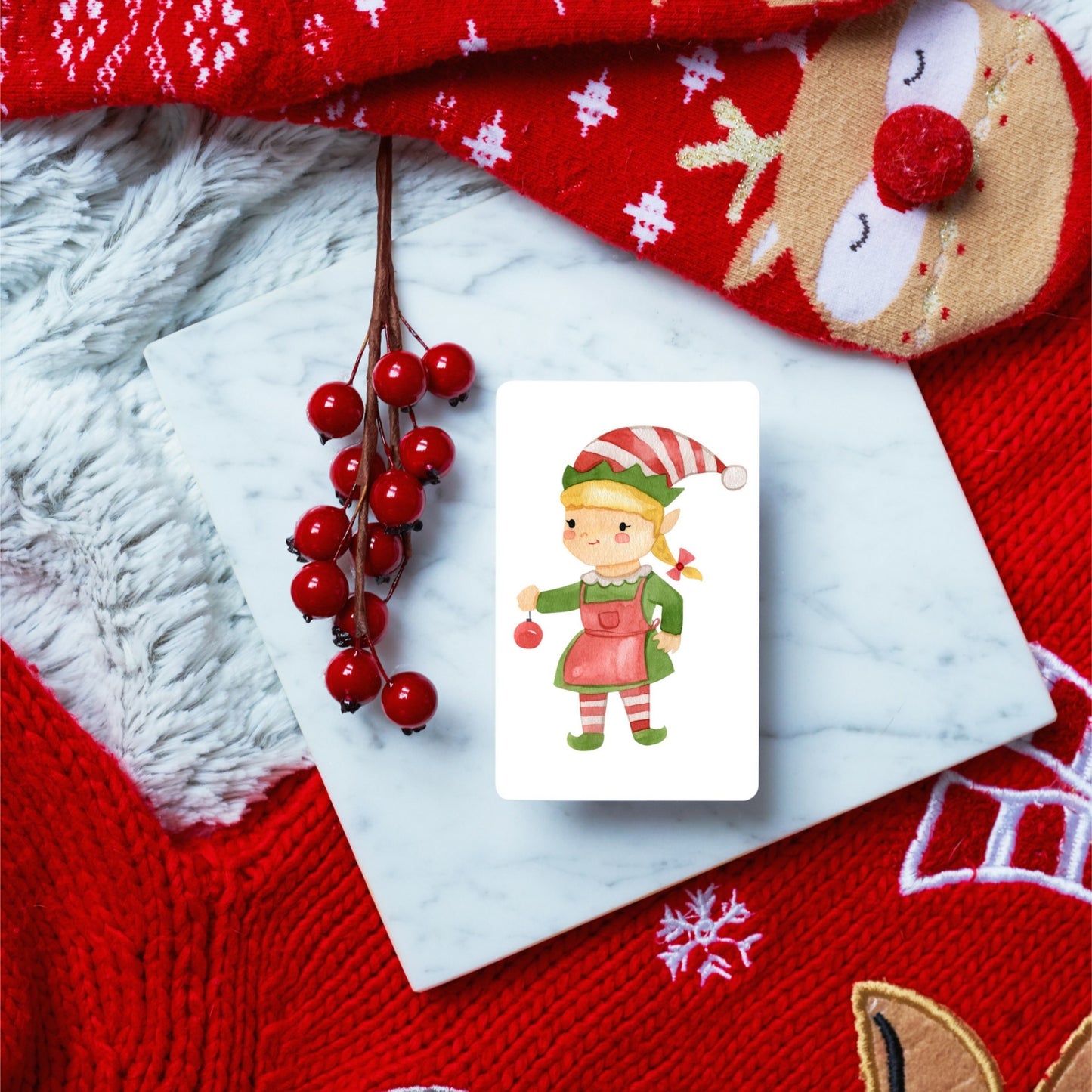 Mini Weihnachtskarte Weihnachtselfin A7